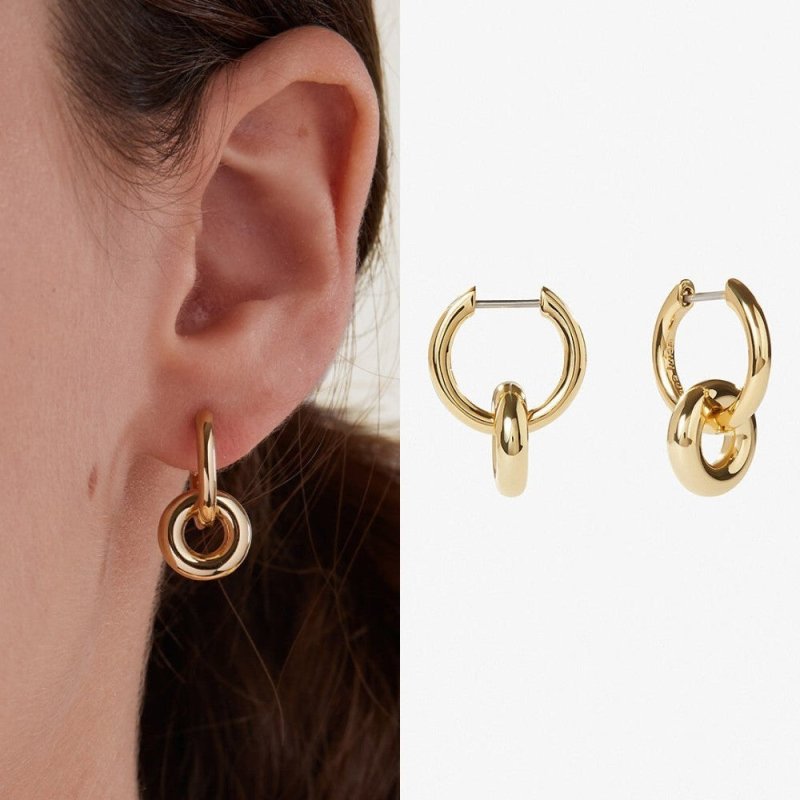 Double Hoop Earrings - Minimalist Gold-Jewearrings