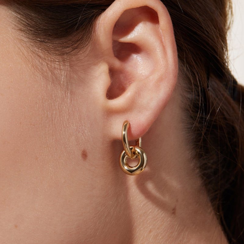 Double Hoop Earrings - Minimalist Gold-Jewearrings