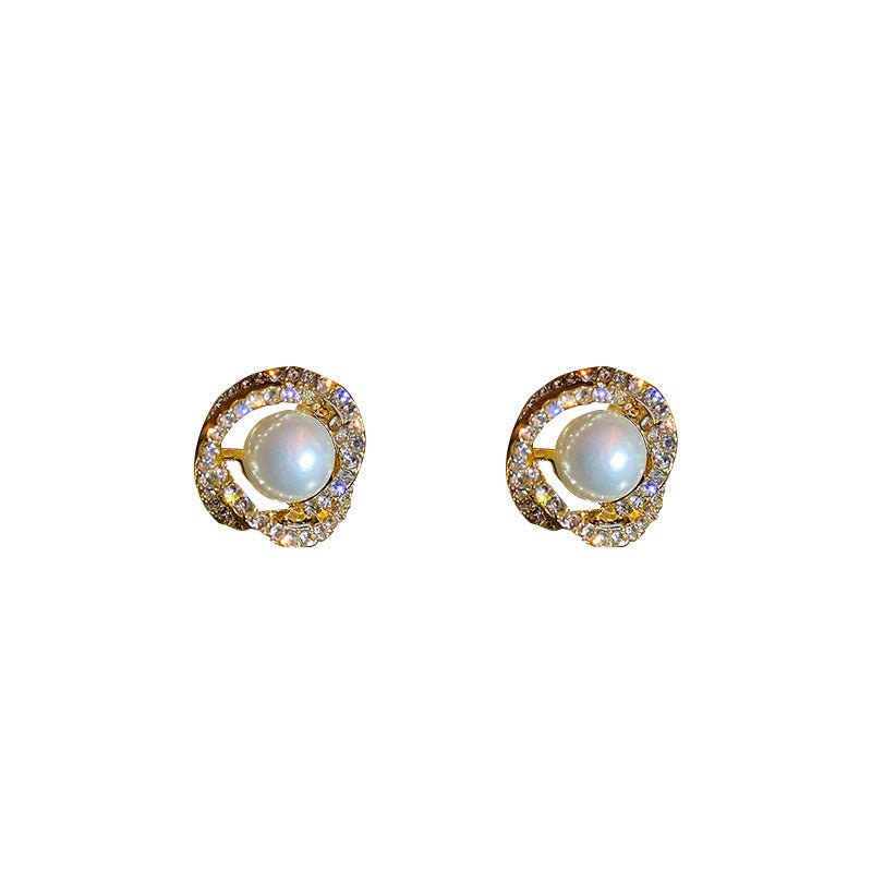 Double Hoop Earrings - Pearl Diamond-Jewearrings