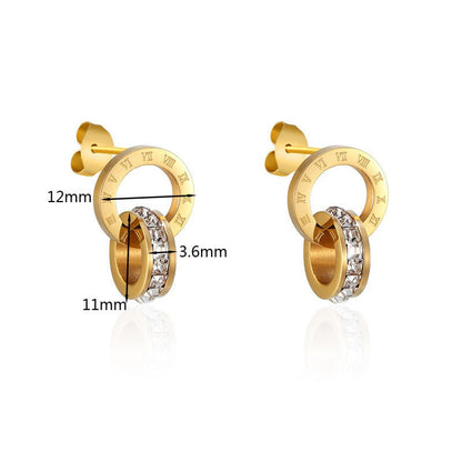 Double Hoop Earrings - Roman Numeral Studs-Jewearrings