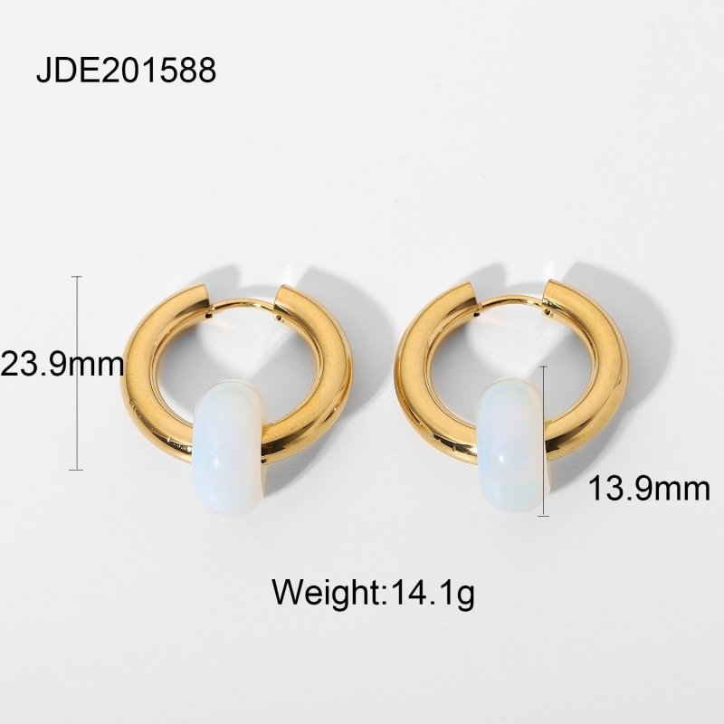 Double-Layer Gold-plated Colored Stone Earrings For Women-Jewearrings