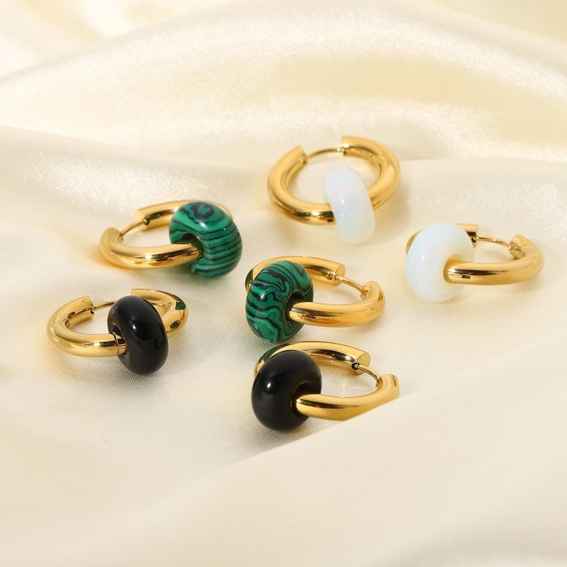 Double-Layer Gold-plated Colored Stone Earrings For Women-Jewearrings