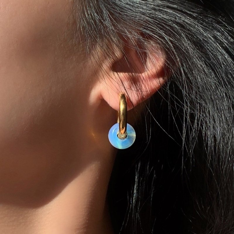 Double-Layer Gold-plated Colored Stone Earrings For Women-Jewearrings