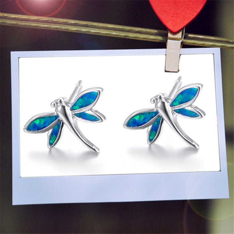 Dragonfly Opal Stud Earrings-Jewearrings