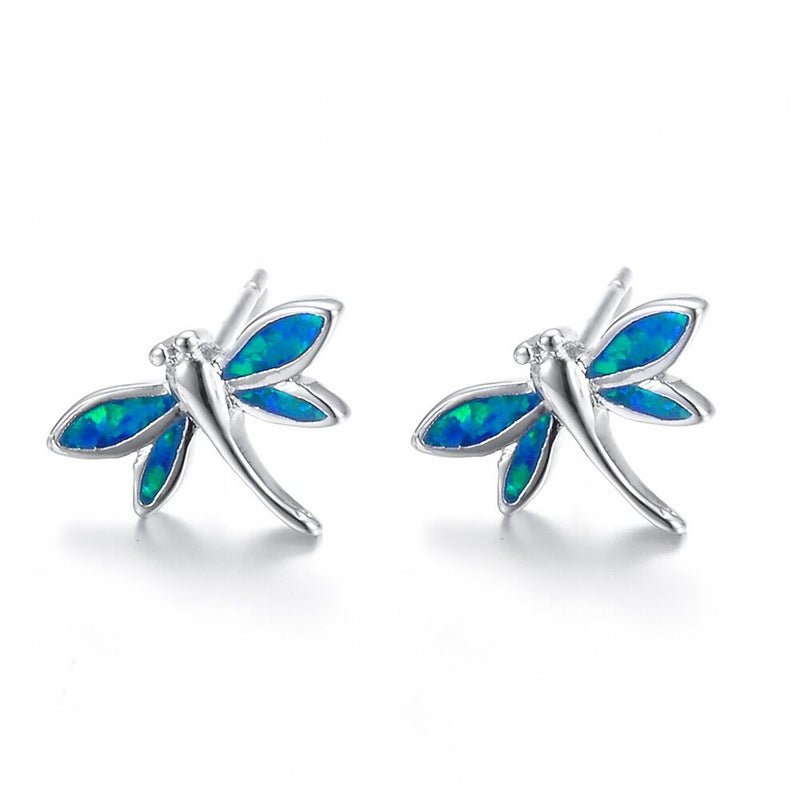 Dragonfly Opal Stud Earrings-Jewearrings