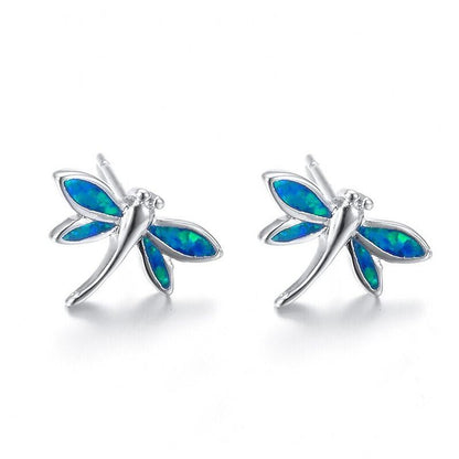 Dragonfly Opal Stud Earrings-Jewearrings