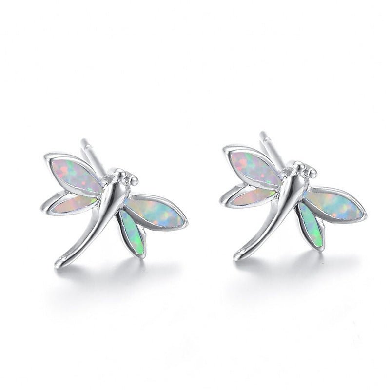 Dragonfly Opal Stud Earrings-Jewearrings