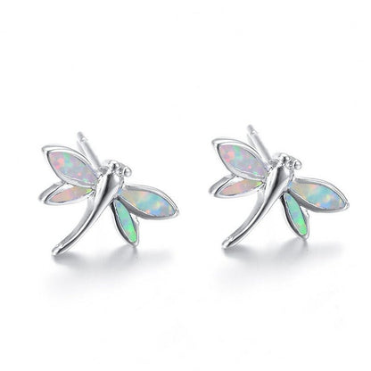 Dragonfly Opal Stud Earrings-Jewearrings