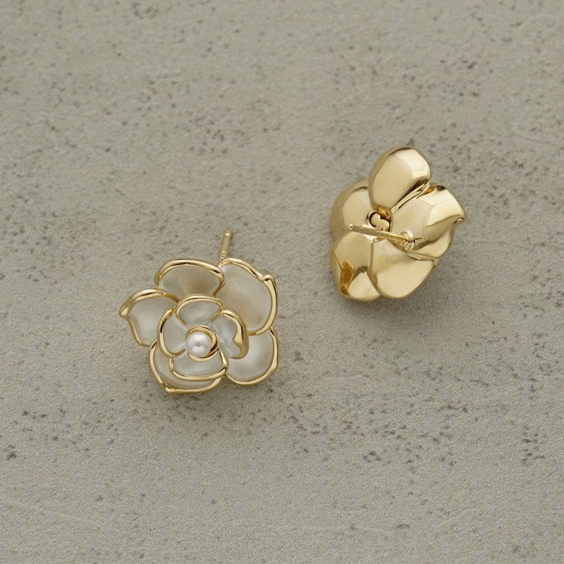 Drop Oil Golden Earrings Simple And Delicate Pearl Earrings-Jewearrings