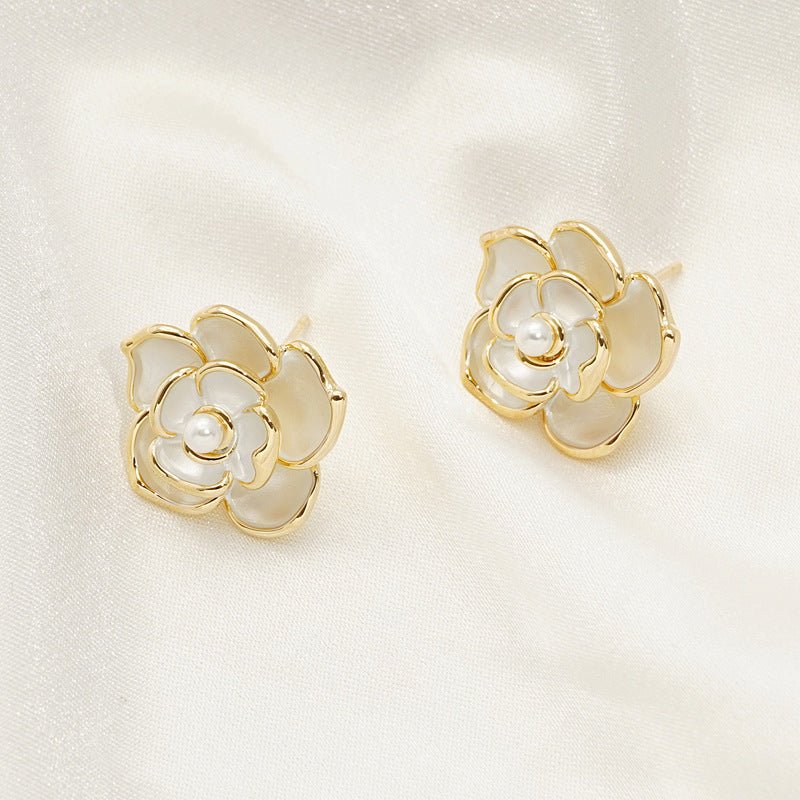 Drop Oil Golden Earrings Simple And Delicate Pearl Earrings-Jewearrings