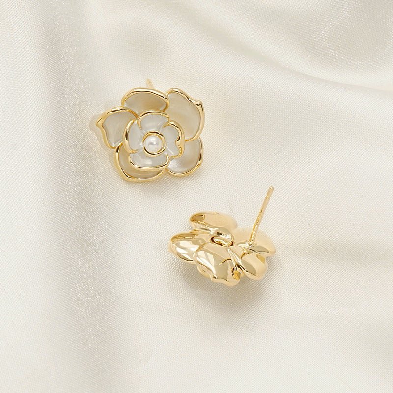 Drop Oil Golden Earrings Simple And Delicate Pearl Earrings-Jewearrings