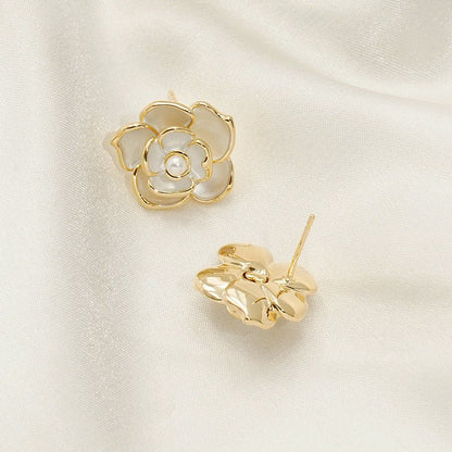 Drop Oil Golden Earrings Simple And Delicate Pearl Earrings-Jewearrings