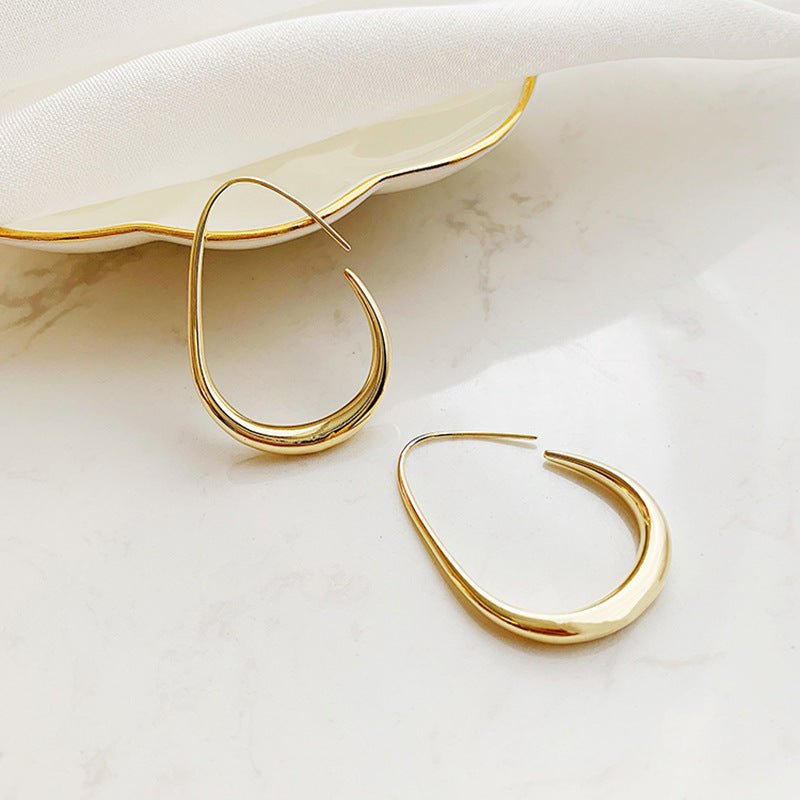 Drop Shape Pendant Metal Big Circle Earrings Geometry-Jewearrings