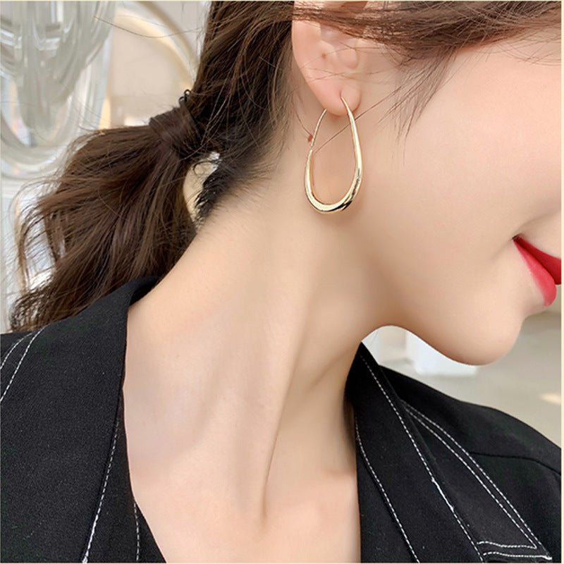 Drop Shape Pendant Metal Big Circle Earrings Geometry-Jewearrings