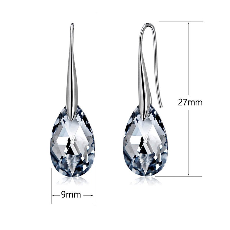 Drop-shaped Austrian Crystal Ear Hook Earrings-Jewearrings