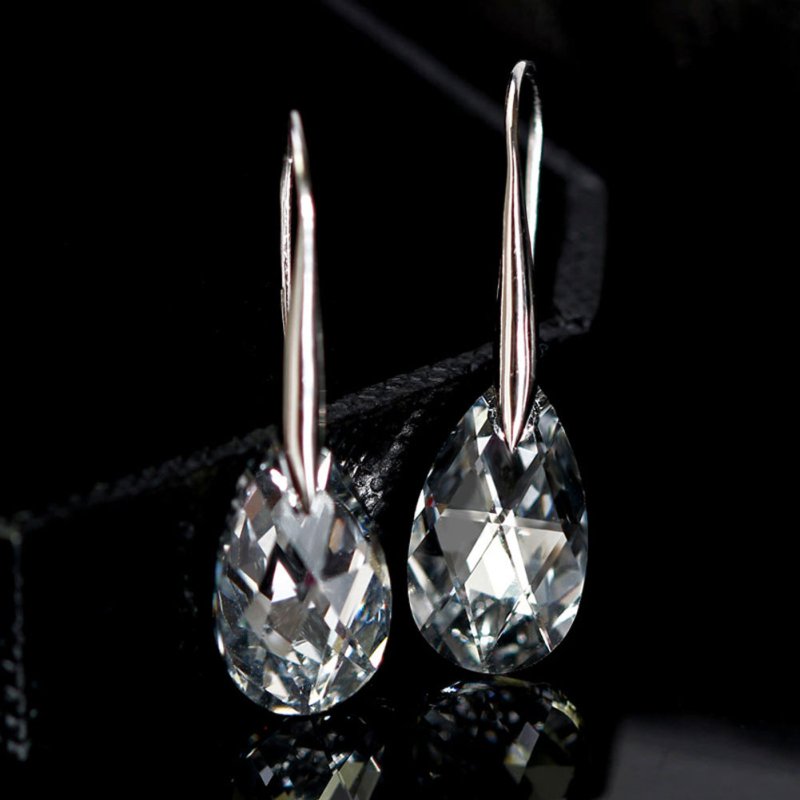 Drop-shaped Austrian Crystal Ear Hook Earrings-Jewearrings