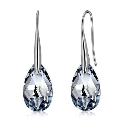 Drop-shaped Austrian Crystal Ear Hook Earrings-Jewearrings