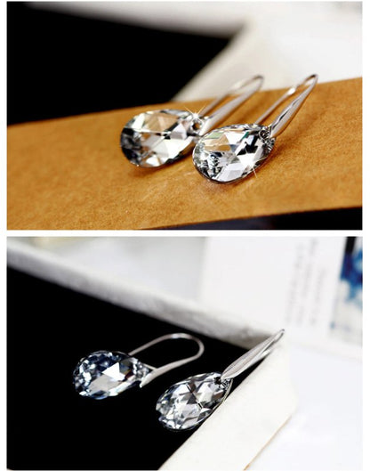 Drop-shaped Austrian Crystal Ear Hook Earrings-Jewearrings