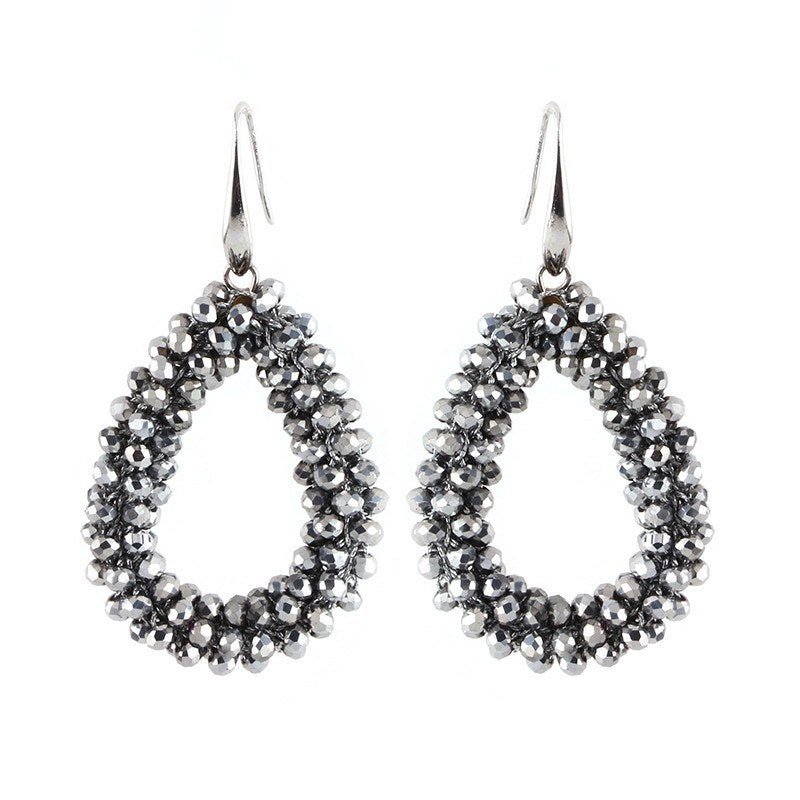 Drop-shaped Glass Crystal Earrings-Jewearrings