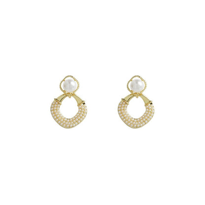 Drop Shaped Pearl 925 Silver Pin Earrings-Jewearrings