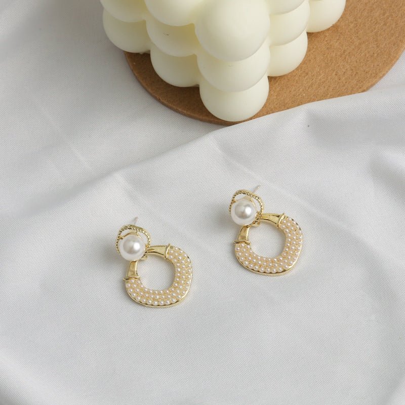 Drop Shaped Pearl 925 Silver Pin Earrings-Jewearrings