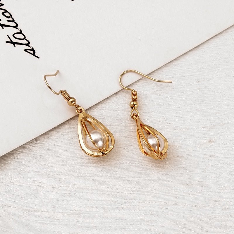 Drop-Shaped Pearl Long Gold-Covered Vintage Tassel Gold Earrings-Jewearrings