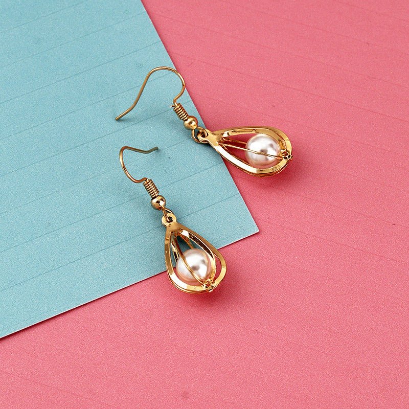 Drop-Shaped Pearl Long Gold-Covered Vintage Tassel Gold Earrings-Jewearrings