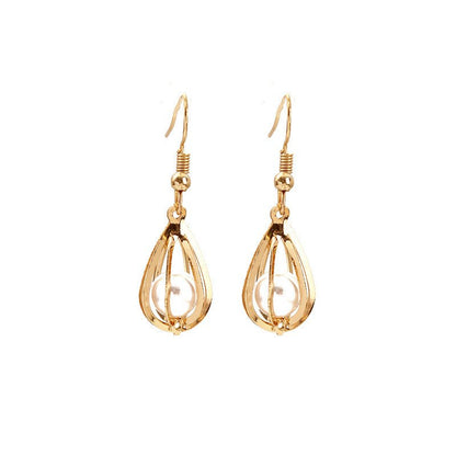 Drop-Shaped Pearl Long Gold-Covered Vintage Tassel Gold Earrings-Jewearrings