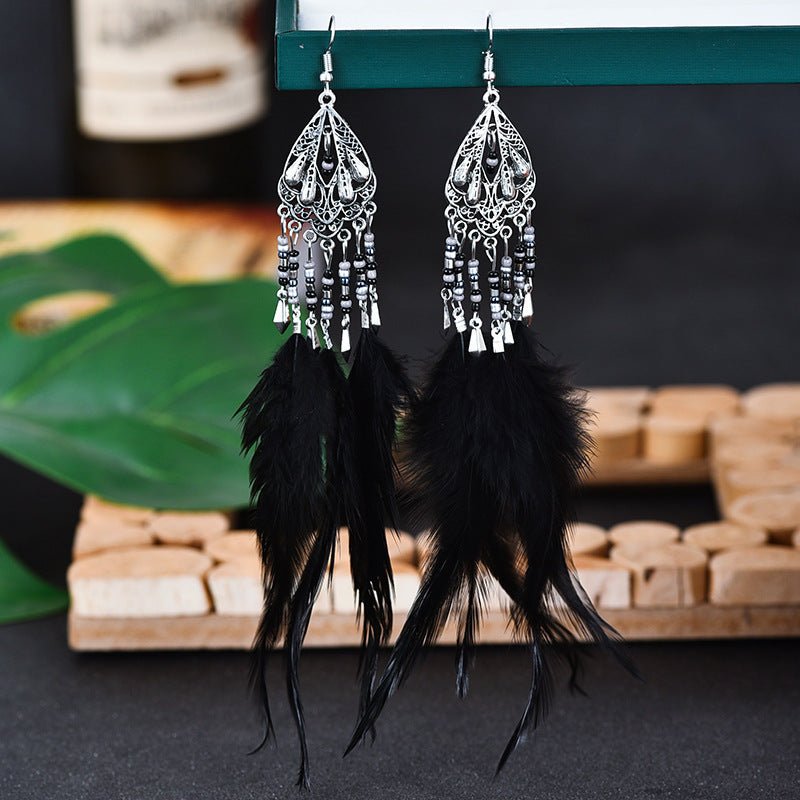 Drop Shaped Point Diamond Chain Tassel Earrings-Jewearrings