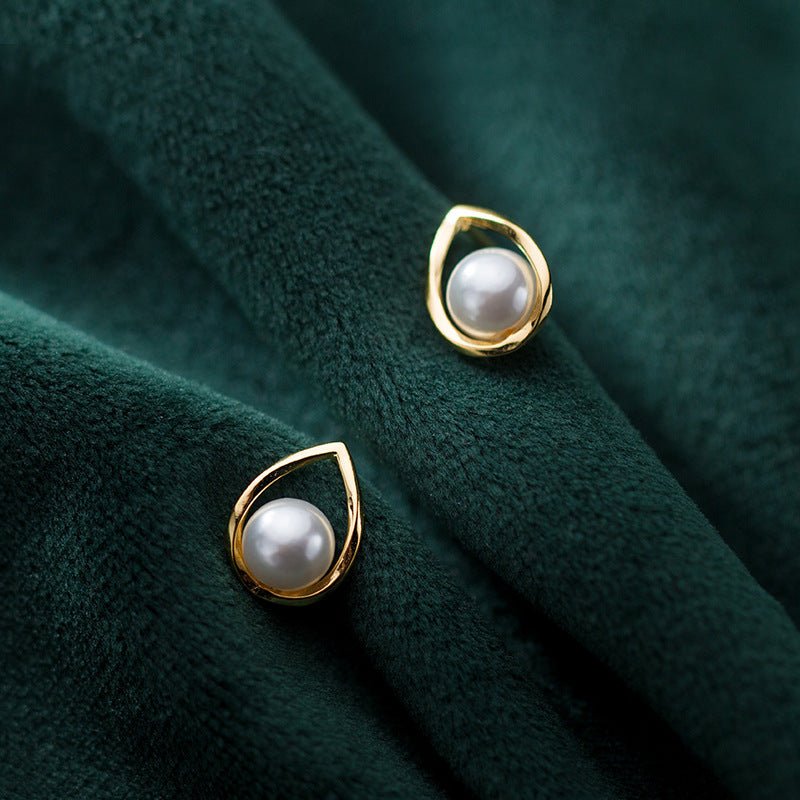 Drop-shaped Shell Beads Synthetic Pearl Earrings-Jewearrings