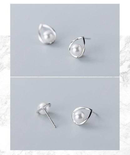 Drop-shaped Shell Beads Synthetic Pearl Earrings-Jewearrings