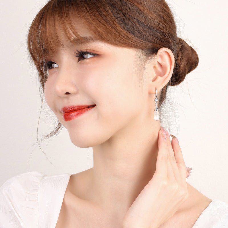 Drop Women's Silver-plated Simple Temperament Long Earrings-Jewearrings