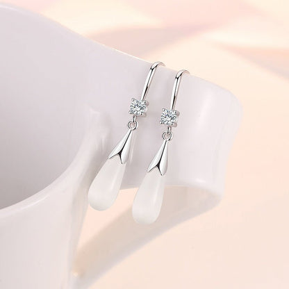 Drop Women's Silver-plated Simple Temperament Long Earrings-Jewearrings