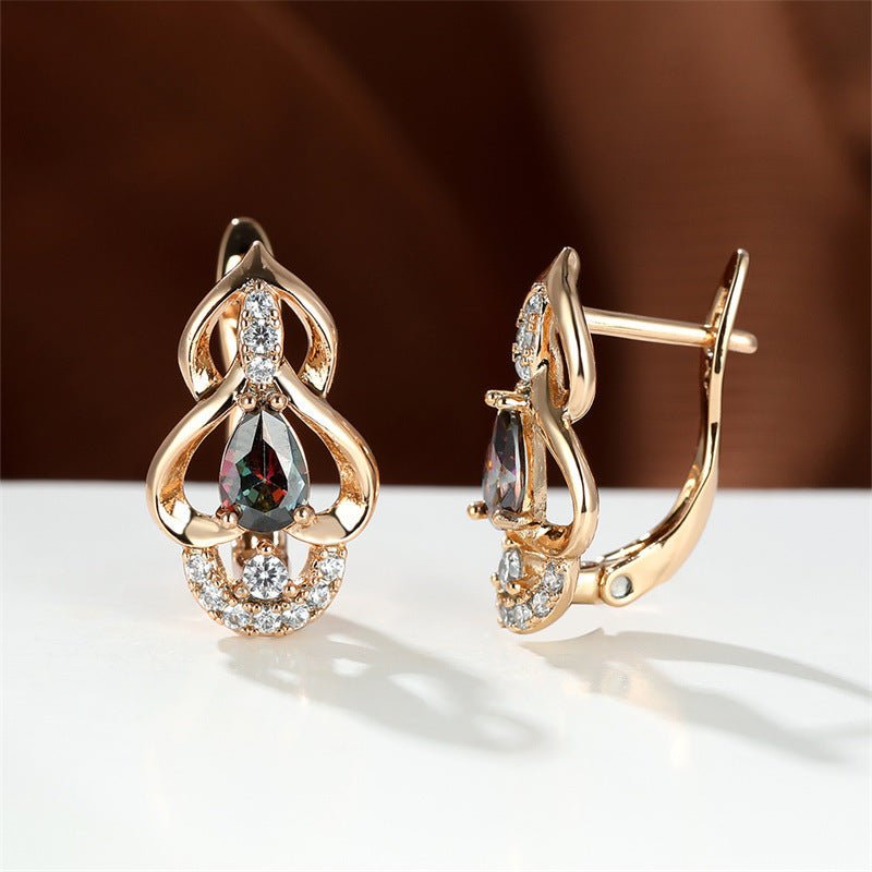 Droplet Bright Topaz Earrings In Champagne Gold Plated-Jewearrings