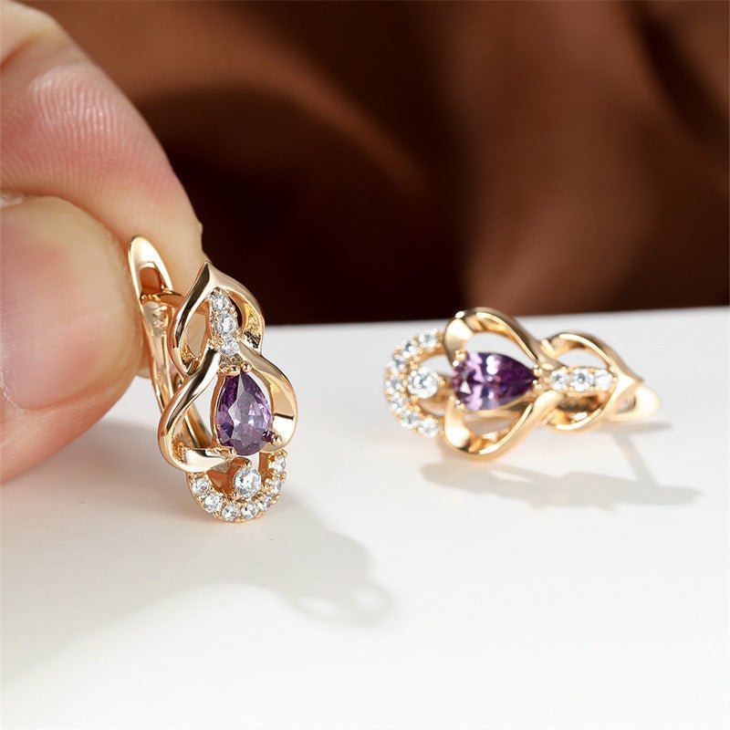 Droplet Bright Topaz Earrings In Champagne Gold Plated-Jewearrings