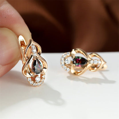 Droplet Bright Topaz Earrings In Champagne Gold Plated-Jewearrings