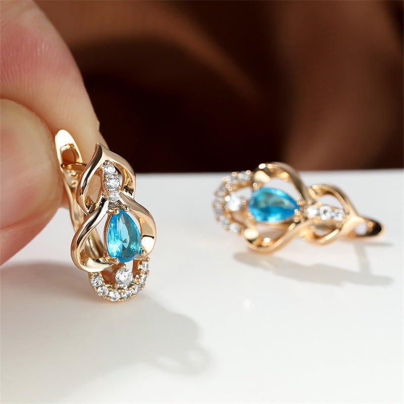 Droplet Bright Topaz Earrings In Champagne Gold Plated-Jewearrings