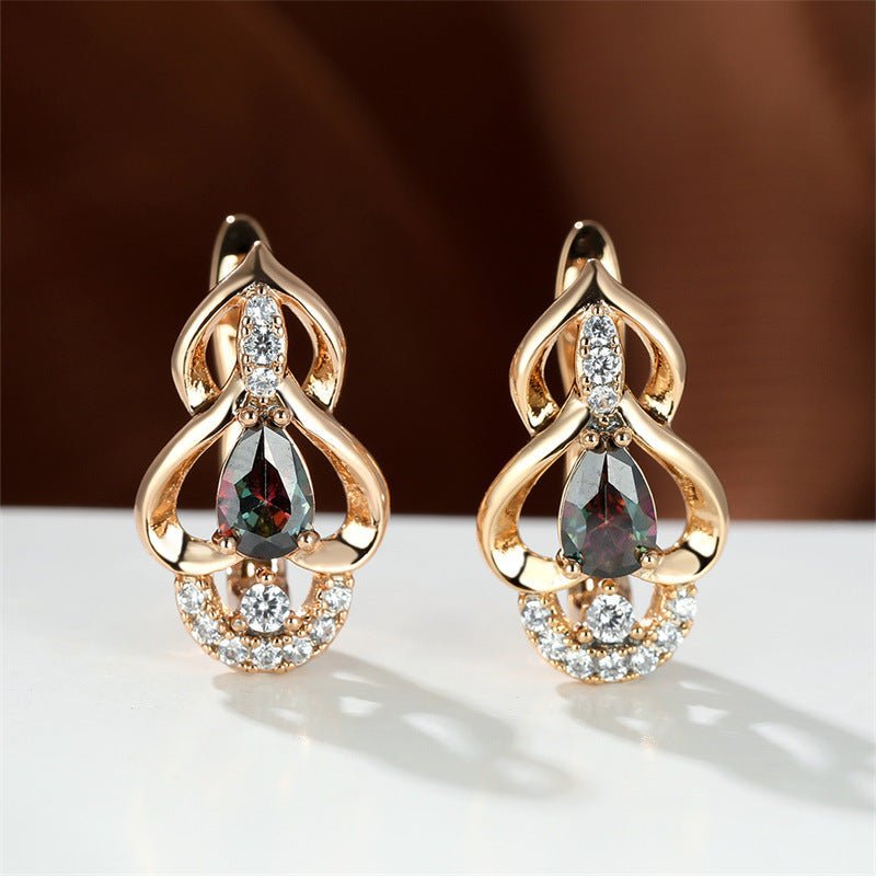 Droplet Bright Topaz Earrings In Champagne Gold Plated-Jewearrings