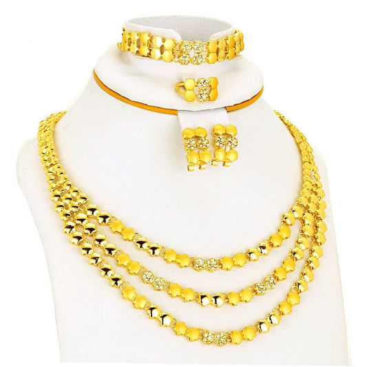 Dubai Jewelry Set Women's Gold Necklace Earrings-Jewearrings