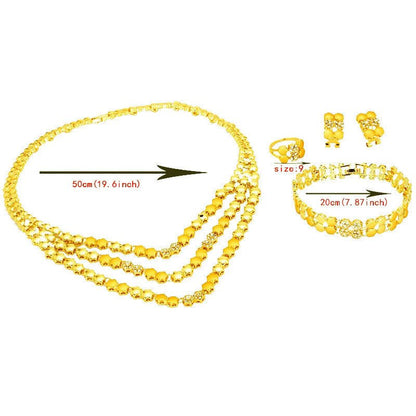 Dubai Jewelry Set Women's Gold Necklace Earrings-Jewearrings