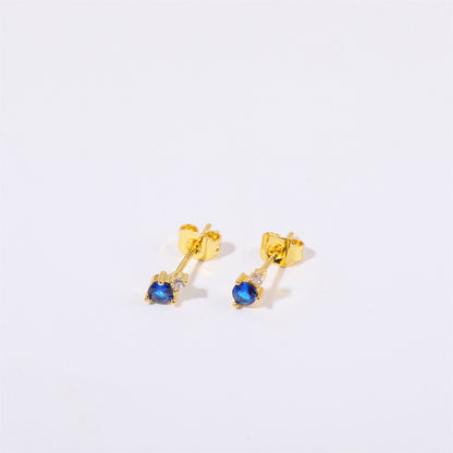 Titanium Steel Electroplated Genuine Gold December Birthstone Zircon Earrings-Jewearrings