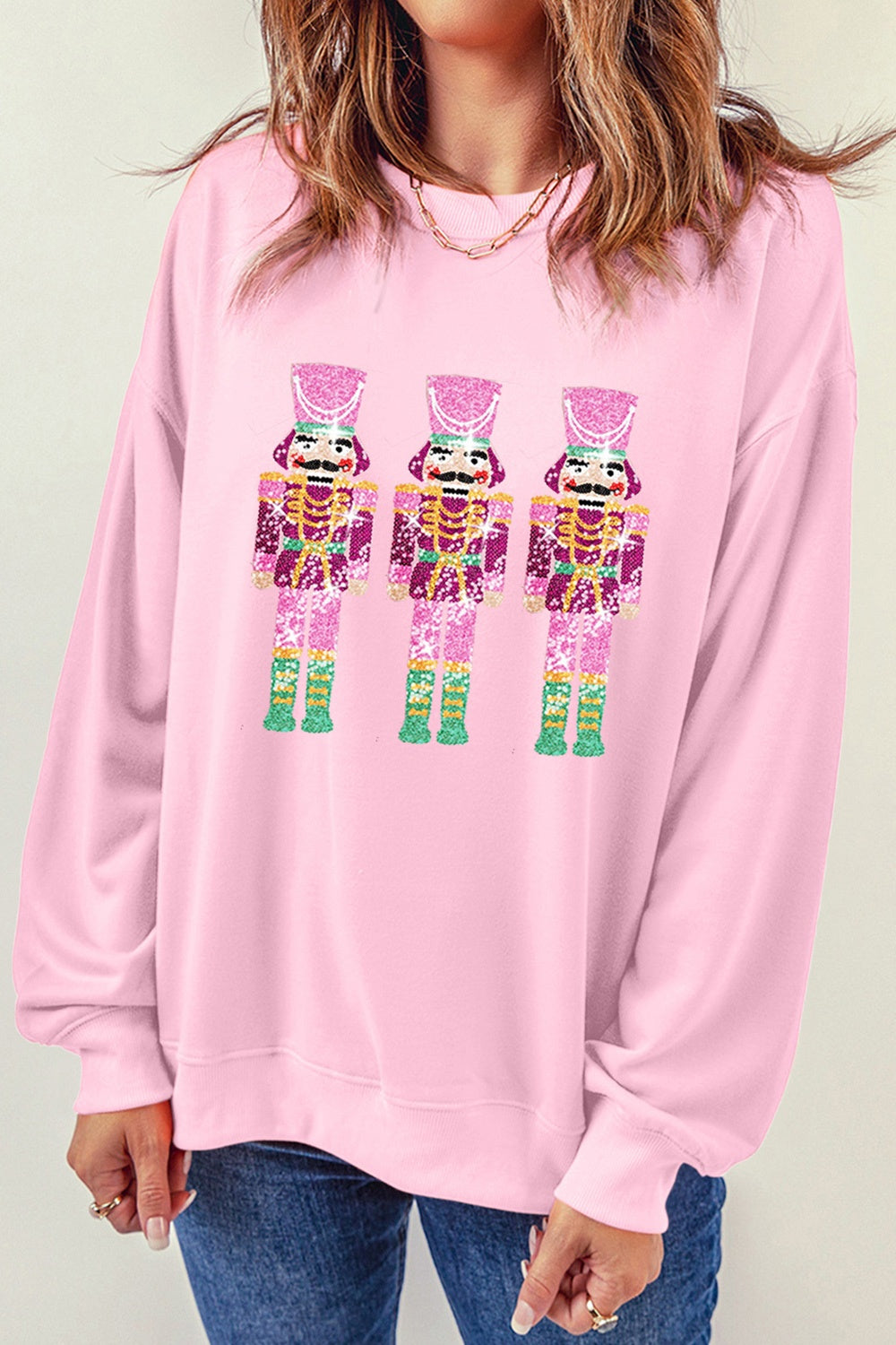 Sequin Nutcracker Long Sleeve Sweatshirt-Jewearrings