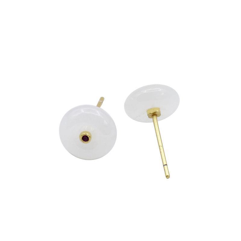 An Button Court Hetian White Jade Stud Earrings-Jewearrings