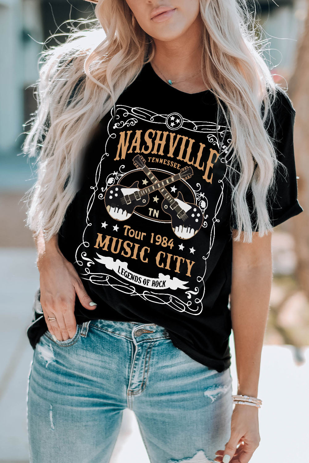 NASHVILLE MUSIC CITY Graphic Tee Shirt-Jewearrings