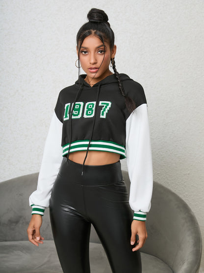 1987 Graphic Cropped Hoodie-Jewearrings