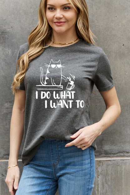 Simply Love Full Size I DO WHAT I WANT TO Graphic Cotton Tee-Jewearrings