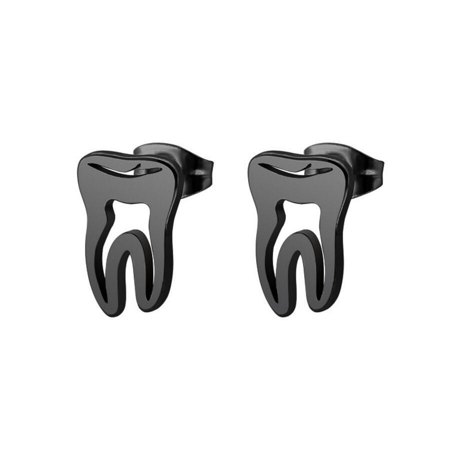 Hollow Tooth-shaped Stud Earrings Simple Personality Stainless Steel-Jewearrings