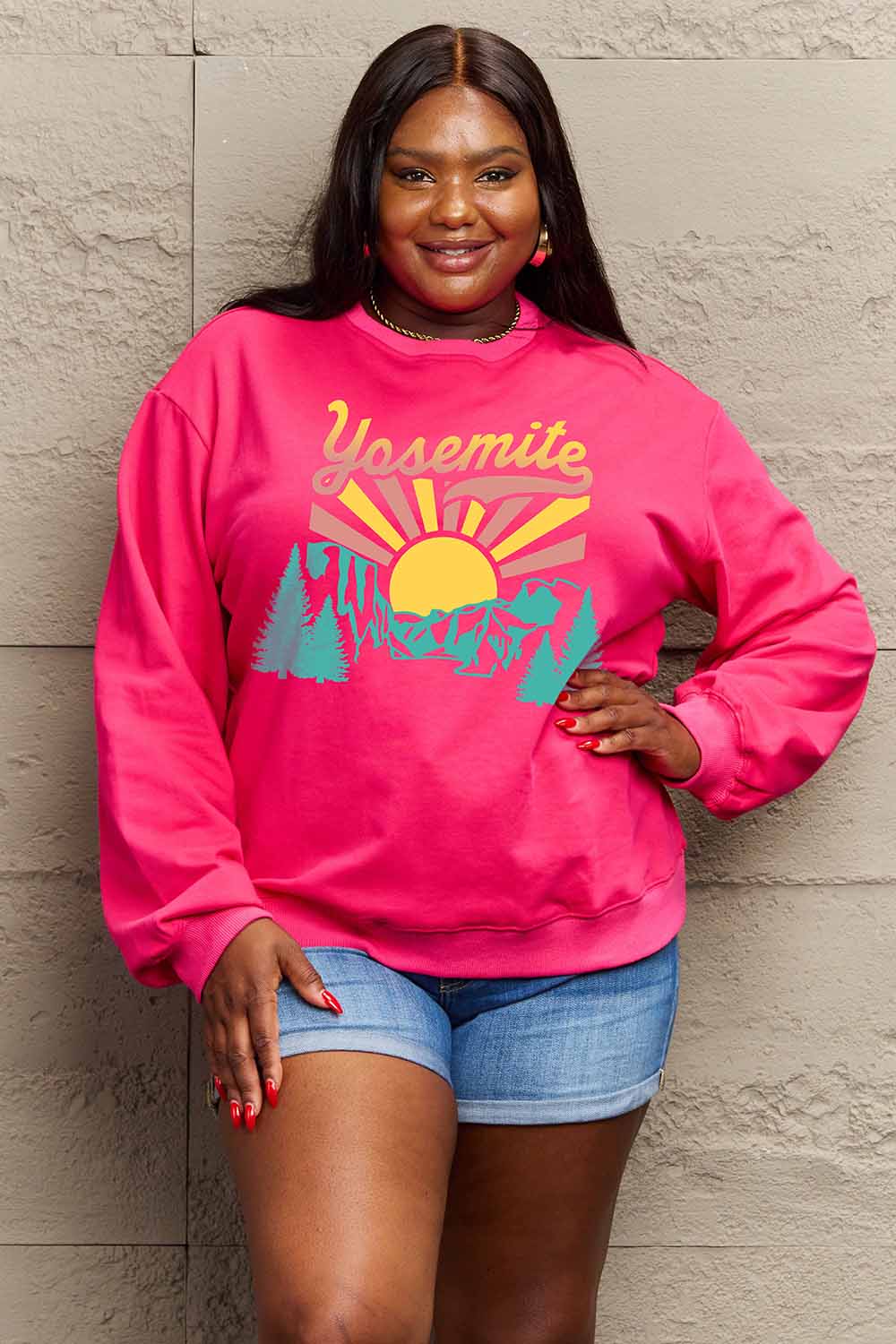 Simply Love Simply Love Full Size YOSEMITE Graphic Sweatshirt-Jewearrings