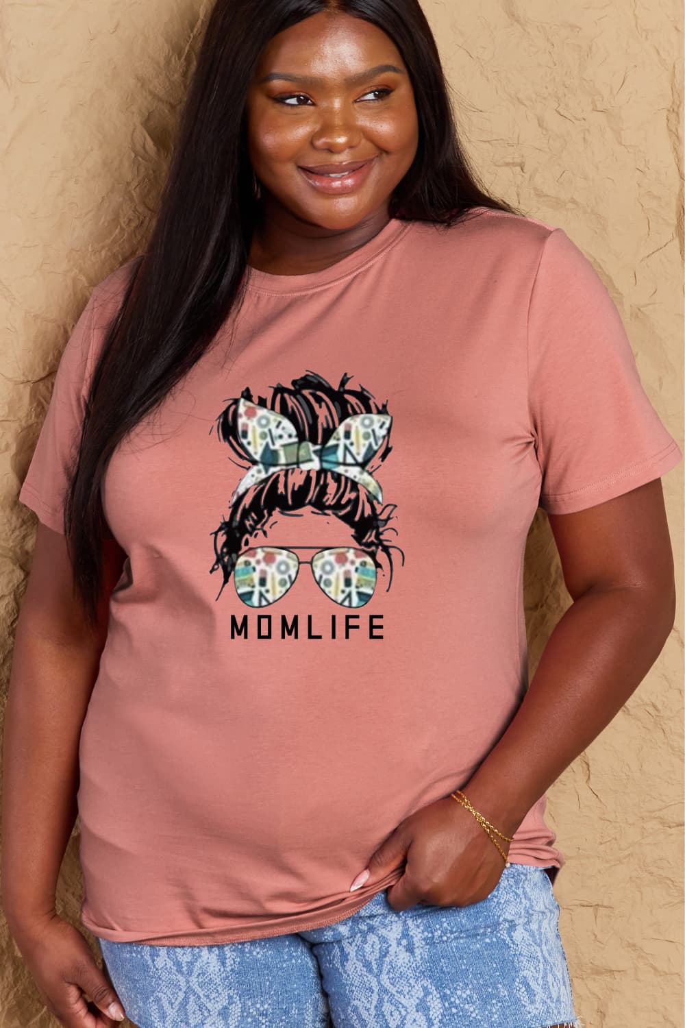 Simply Love Full Size MOM LIFE Graphic Cotton T-Shirt-Jewearrings