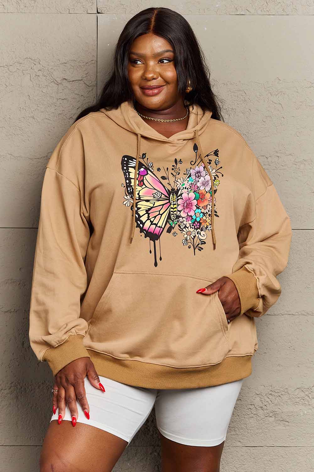 Simply Love Simply Love Full Size Butterfly Graphic Dropped Shoulder Hoodie-Jewearrings